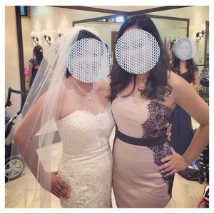 Blush & Black Lace Tube Dress